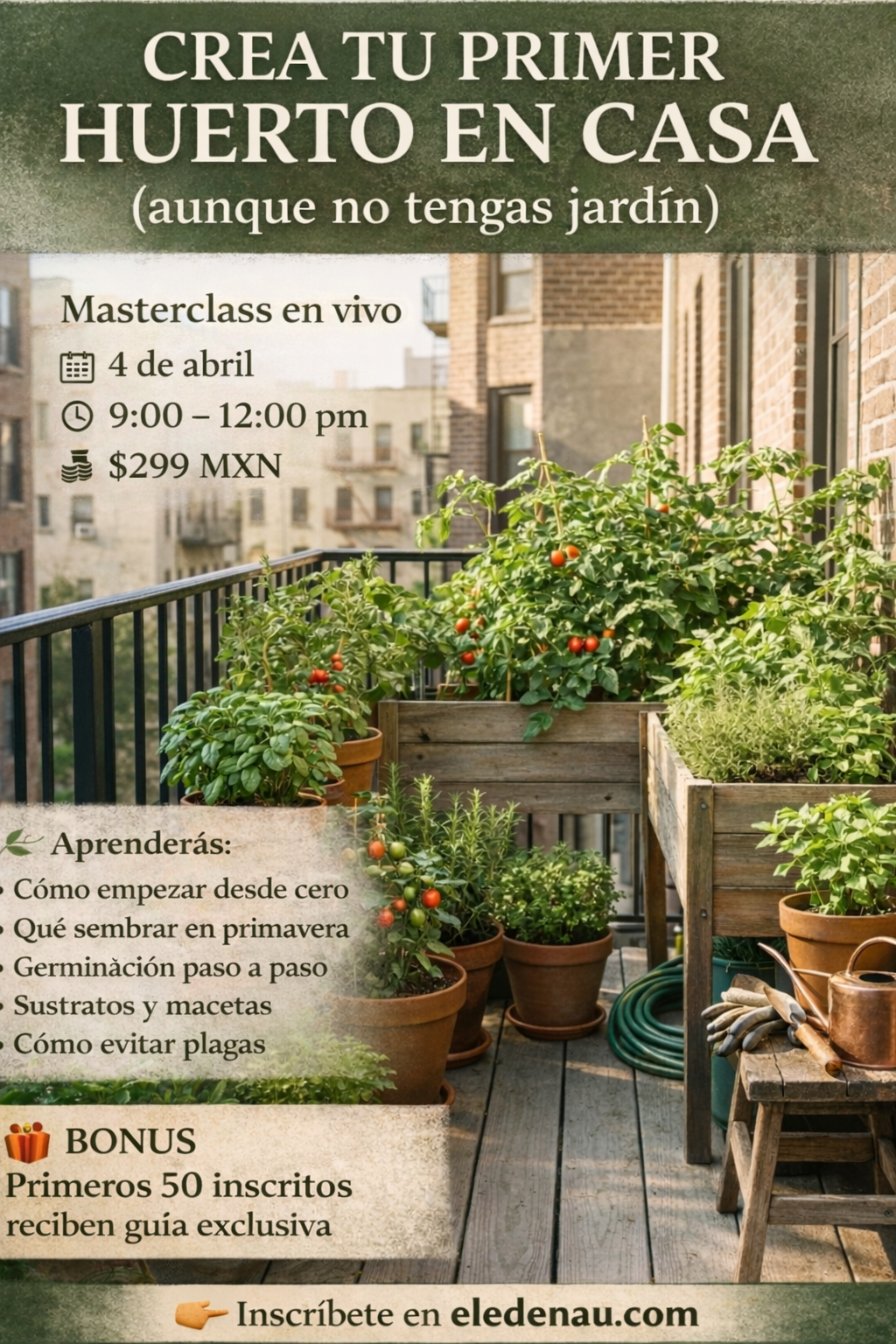Masterclass en vivo: Crea tu primer huerto en casa (aunque no tengas jardín)